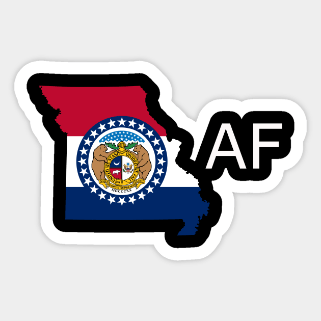 Missouri Flag State Outline AF (white) Sticker by Big Term Designs